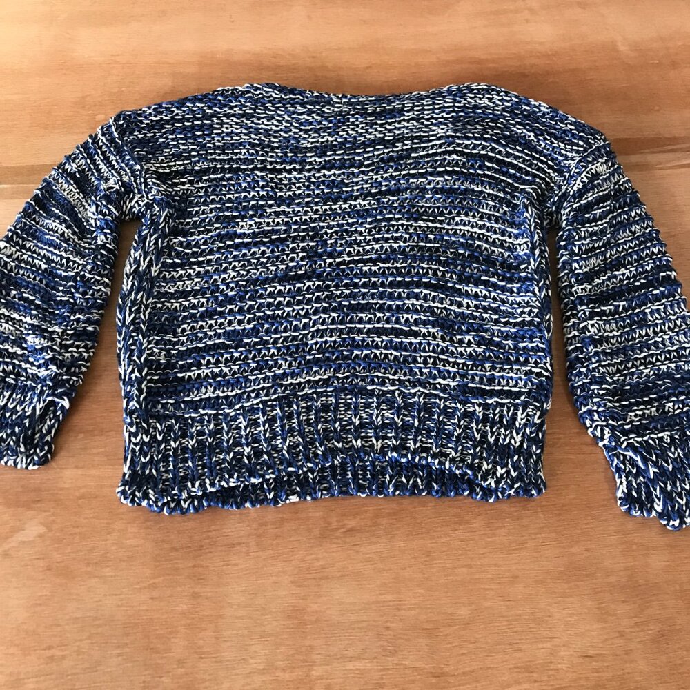 Zara Knit Sweater Women S Blue Striped Marled Chunky Open Knit Long Sleeve 18326 - Picture 2 of 9